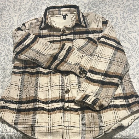 Windsor Plaid Varsity Jacket in Cream and Brown - Picture 5 of 8